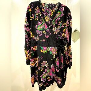Black floral women  summer up knee dress size large